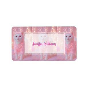Schattig gloeiend rendier kitty winter fantasie    etiket