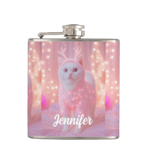 Schattig gloeiend rendier kitty winter fantasie    heupfles