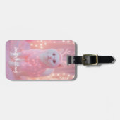 Schattig gloeiend rendier kitty winterfantasie bagagelabel (Voorkant horizontaal)