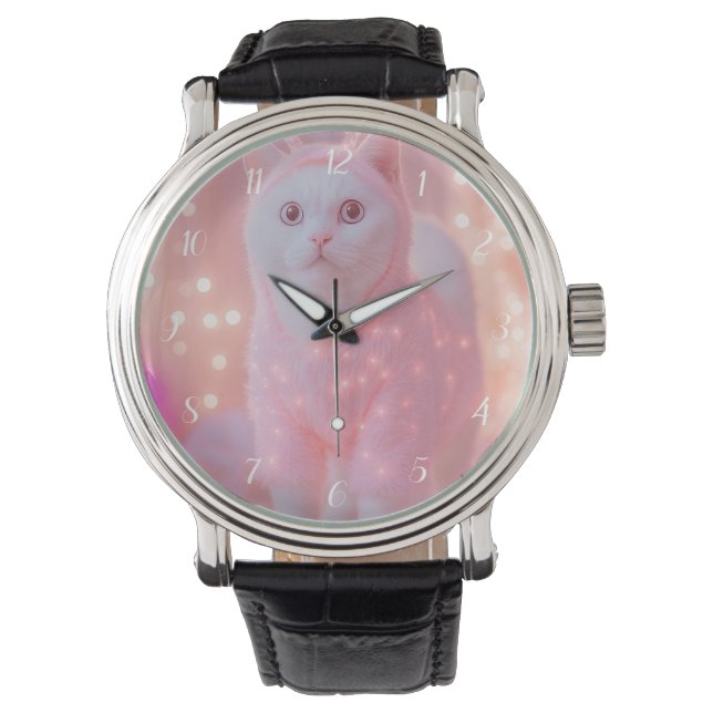 Schattig gloeiend rendier kitty winterfantasie     horloge (Voorkant)