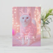 Schattig gloeiend rendier kitty winterfantasie kaart (Staand voorkant)