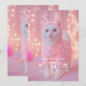 Schattig gloeiend rendier kitty winterfantasie kaart (Voorkant / Achterkant)