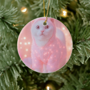 Schattig gloeiend rendier kitty winterfantasie keramisch ornament