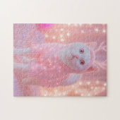 Schattig gloeiend rendier kitty winterfantasie legpuzzel (Horizontaal)