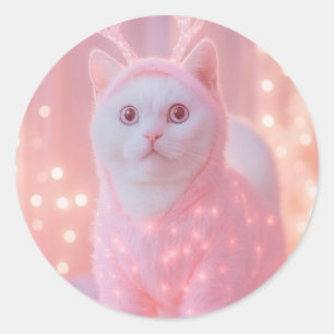Schattig gloeiend rendier kitty winterfantasie ronde sticker