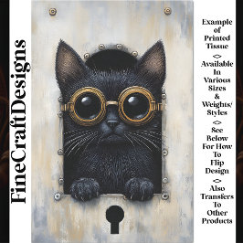 Schattig glurend Steampunk zwart poesje AP4 decoup Tissuepapier