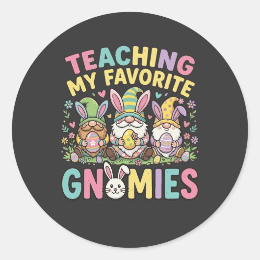 Schattig Gnome Onderwijzer Ontwerp Onderwijs Ronde Sticker (Voorkant)