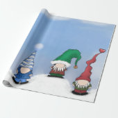 Schattig Gnome Posse Cadeaupapier (Uitgerold)