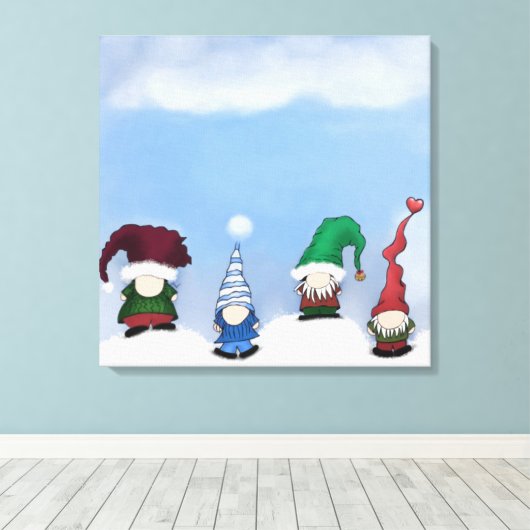 Schattig Gnome Posse Canvas Afdruk (Insitu (Houten vloer))
