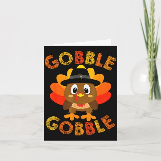 Schattig Gobble Gobble Kalkoen Lgrim Jonge Jongens Kaart (Voorkant)