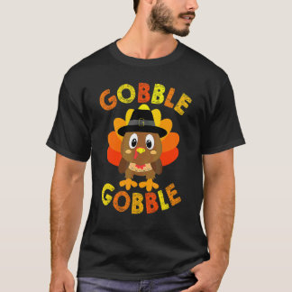 Schattig Gobble Gobble Kalkoen Pelgrim Jonge Jonge T-shirt