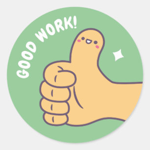 Schattig Goed Werk Duim Omhoog Positieve Beloning Ronde Sticker