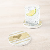 Schattig Gold Glitter harthart Stripes-I hou van j Zandsteen Onderzetter (Zijkant)