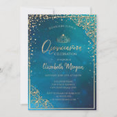 Schattig Gold Tiara, Diamonds Quinceañera Kaart (Voorkant)