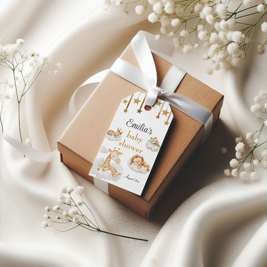 Schattig Golden Starry Animals Baby shower Cadeaulabel