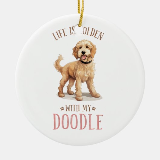 Schattig Goldendoodle Dog Keramisch Ornament (Voorkant)