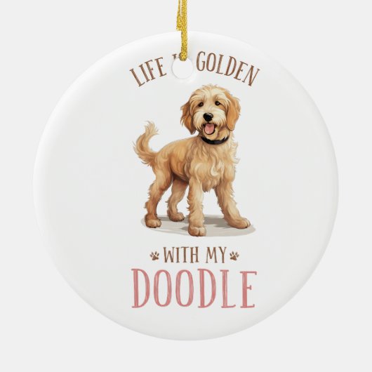 Schattig Goldendoodle Dog Keramisch Ornament (Achterkant)
