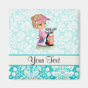 Schattig golf; Damast Patroon Magneet