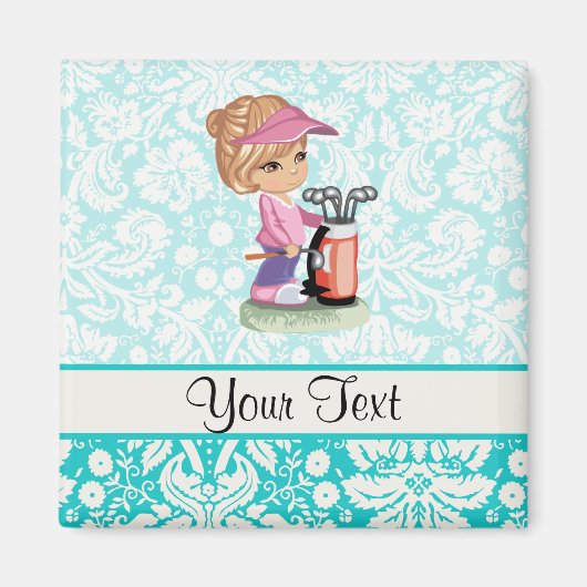 Schattig golf; Damast Patroon Magneet (Voorkant)