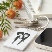 Schattig goth-meisje en -jongen potloodtekening sleutelhanger (Voorkant Rechts)
