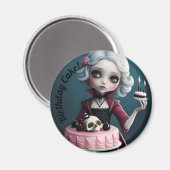 schattig gothic vampier meisje met schedel verjaar magneet (Voorkant / Achterkant)