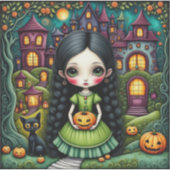Schattig Gotisch Meisje Pompoen Halloween Dorp Sticker (Voorkant)