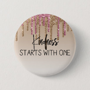 Schattig Goud Druppelende Glitters Inspirerend Ronde Button 5,7 Cm