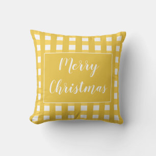 Schattig goud en wit vrolijk kerstbuffelkarotje kussen