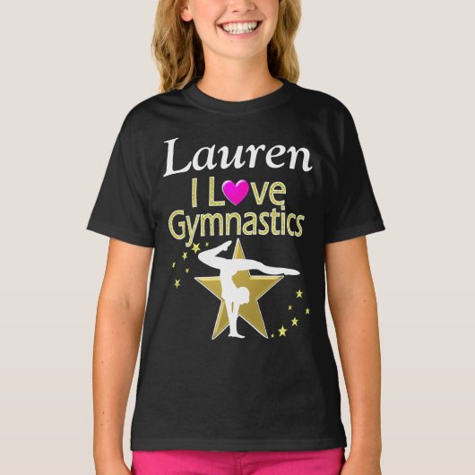 SCHATTIG GOUD IK HOU VAN GYMNASTIEK GEPERSONALISEE T-SHIRT (Voorkant)
