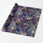 Schattig Goud/Violet/Paisley Kerstmis Cadeaupapier (Uitgerold)