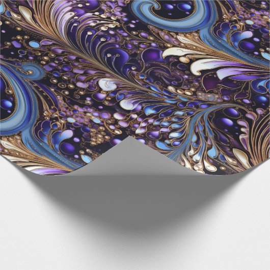 Schattig Goud/Violet/Paisley Kerstmis Cadeaupapier (Hoek)