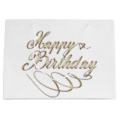 schattig goud wit Happy Birthday party Groot Cadeauzakje (Voorkant)