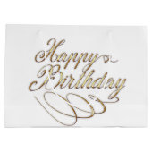 schattig goud wit Happy Birthday party Groot Cadeauzakje (Achterkant)