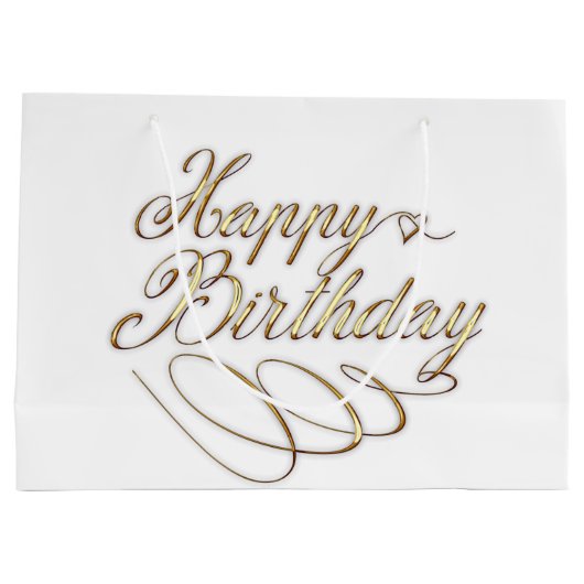 schattig goud wit Happy Birthday party Groot Cadeauzakje (Achterkant)