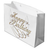 schattig goud wit Happy Birthday party Groot Cadeauzakje (Achterkant Gekanteld)