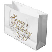 schattig goud wit Happy Birthday party Groot Cadeauzakje (Voorkant Gekanteld)