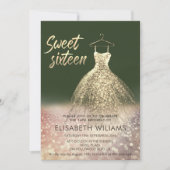 Schattig gouden jurk charmant glittery ombre red i kaart (Voorkant)