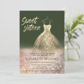 Schattig gouden jurk charmant glittery ombre red i kaart (Staand voorkant)