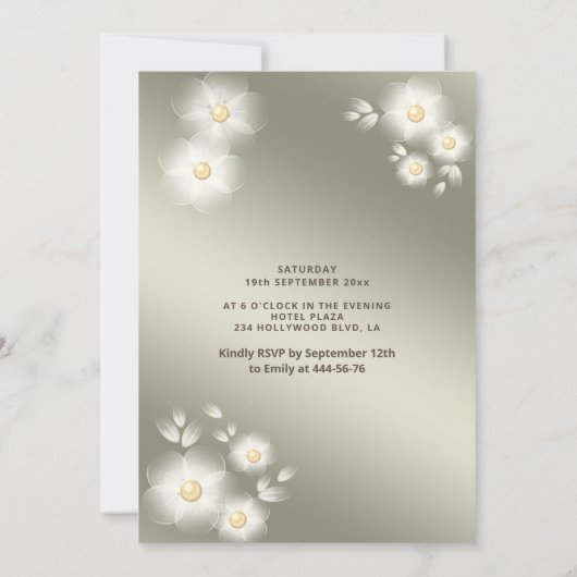 Schattig gouden jurk parel bloemenzoet zestien kaart (Achterkant)