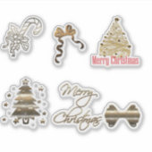 Schattig Gouden Kerstmis Sticker (Voorkant)
