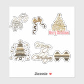 Schattig Gouden Kerstmis Sticker (Vel)
