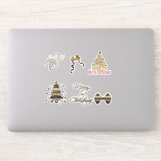 Schattig Gouden Kerstmis Sticker (Computer)