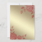 Schattig gouden rozen rood glitterjurkje kaart (Achterkant)