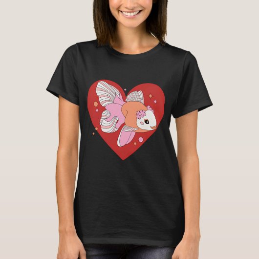 Schattig Goudvis Hart T-shirt (Voorkant)