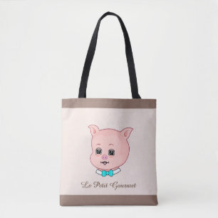 Schattig gourmet varkentje op beige tote bag
