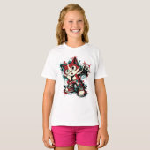 Schattig Graffiti Kat Cartoon T-shirt (Voorkant volledig)