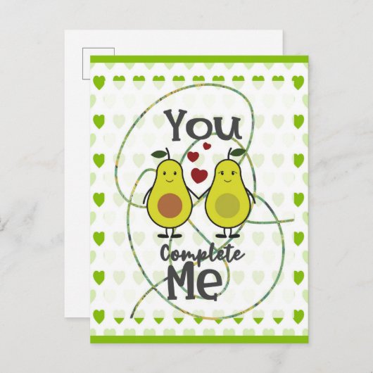 Schattig Grappig Avocado Koppel Jij Maakt Me Compl Briefkaart (Voorkant / Achterkant)