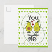 Schattig Grappig Avocado Koppel You Complete Me Briefkaart (Voorkant / Achterkant)