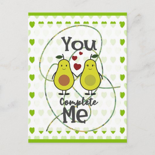 Schattig Grappig Avocado Koppel You Complete Me Briefkaart (Voorkant)