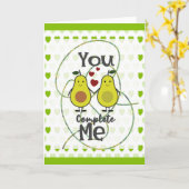 Schattig Grappig Avocado Koppel You Complete Me Kaart (Gele Bloem)